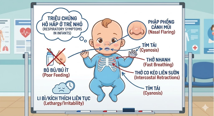 Nhận biết sớm các dấu hiệu suy hô hấp nguy hiểm ở trẻ sơ sinh ngạt mũi