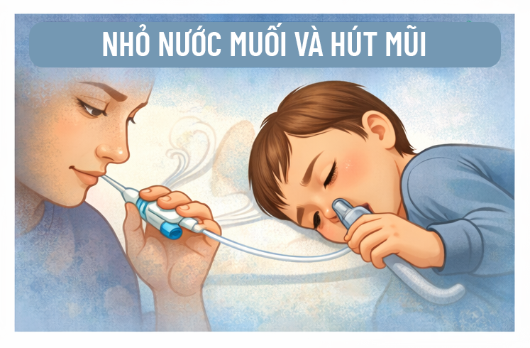 Đờm ở trẻ nhỏ thường do dịch mũi chảy xuống. Làm sạch mũi sẽ giúp giảm lượng đờm tích tụ ở họng đáng kể.