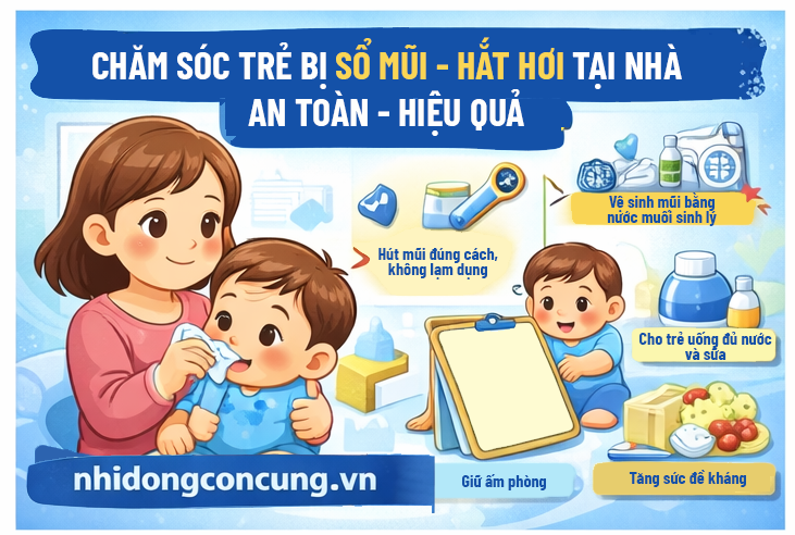 Theo hướng dẫn của Hiệp hội Nhi khoa Hoa Kỳ (AAP), đối với cảm lạnh thông thường, việc điều trị chủ yếu là làm giảm triệu chứng và hỗ trợ cơ thể bé tự phục hồi.