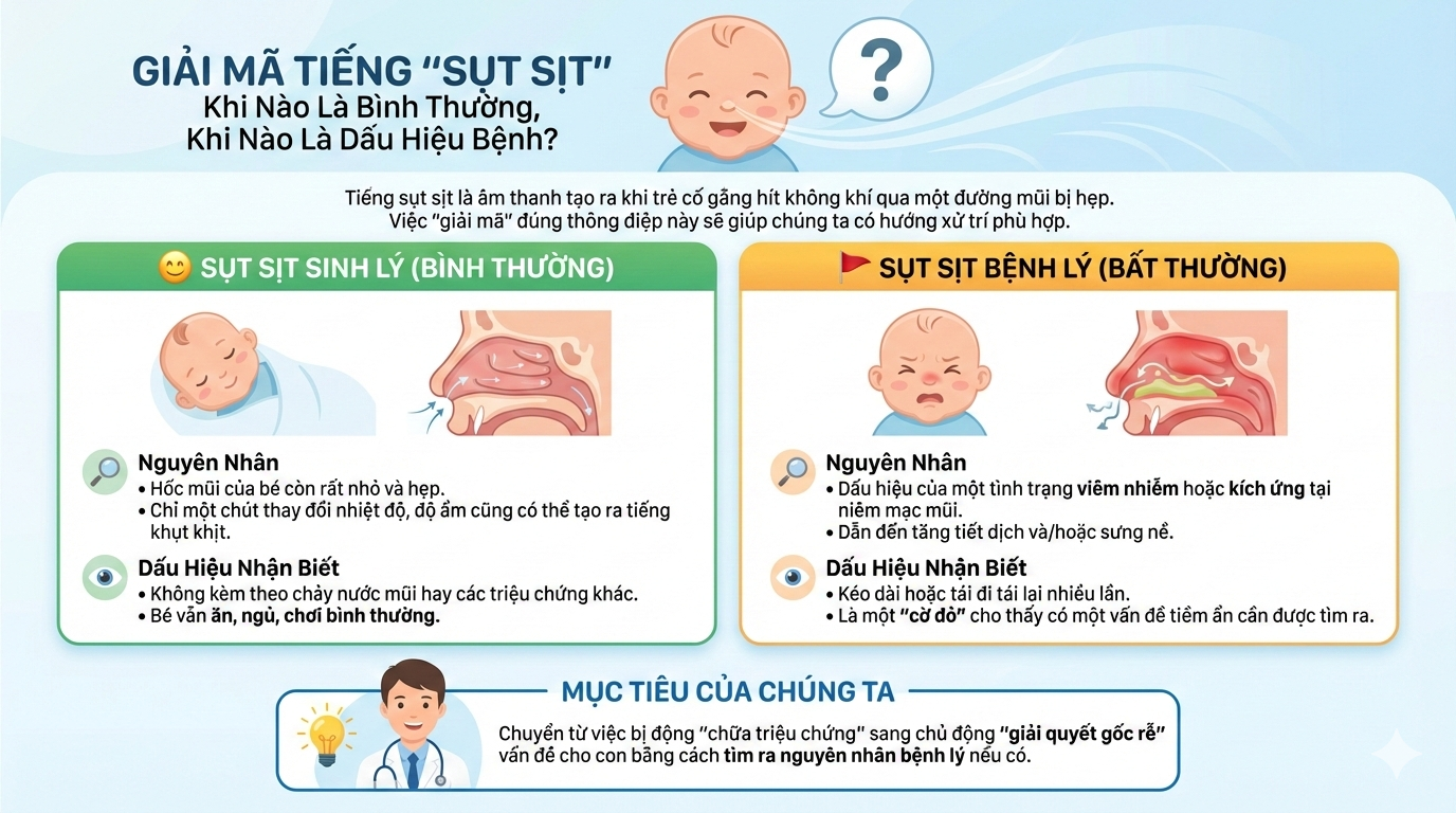 Giải mã tiếng sụt sịt mũi của trẻ