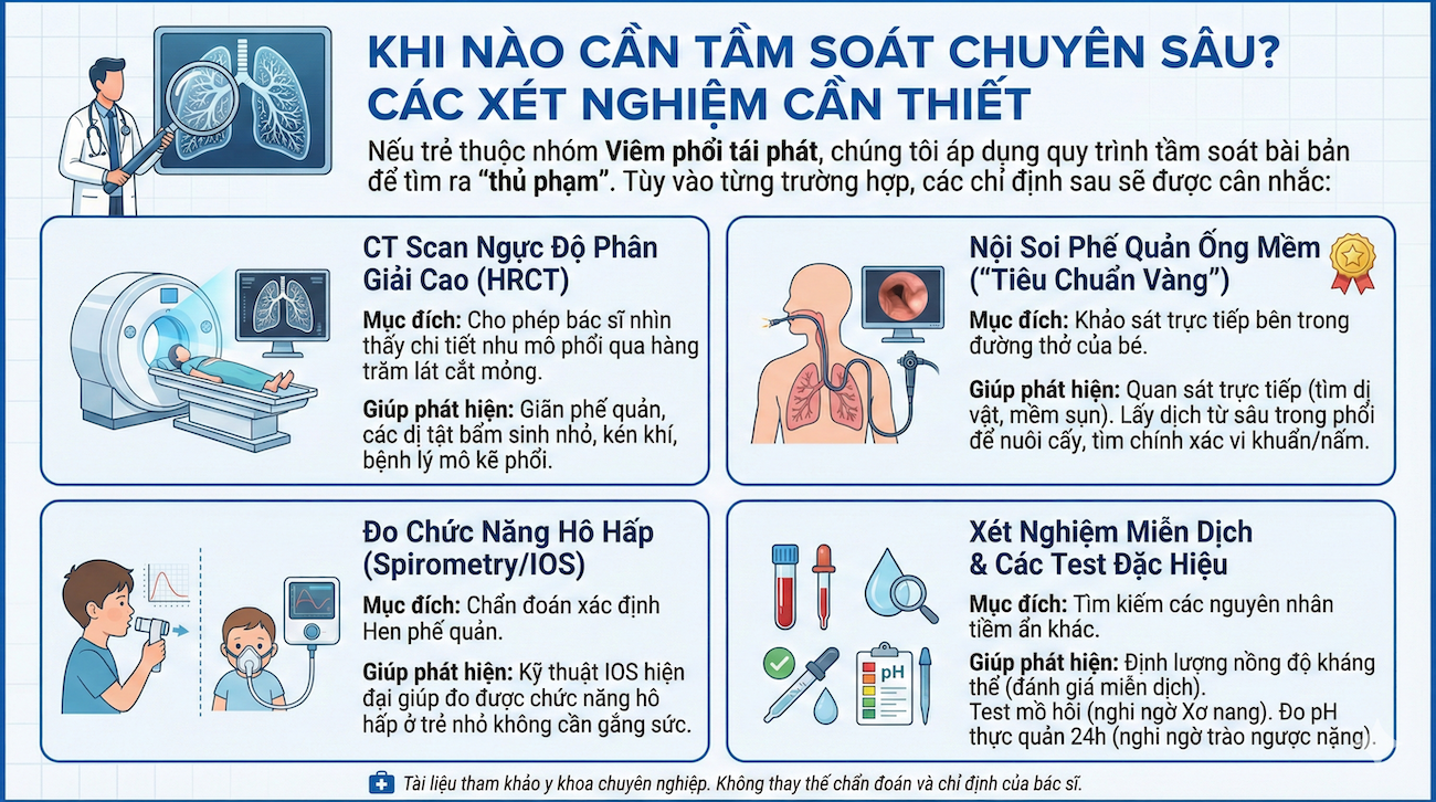 Khi nào cần tầm soát chuyên sâu cho trẻ bị viêm phổi tái phát