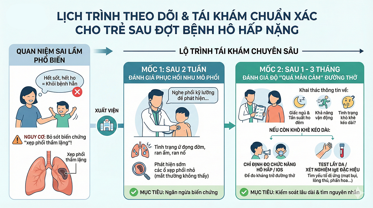 Lịch trình theo dõi và Tái khám chuẩn xác cho trẻ sau đợt bệnh nặng