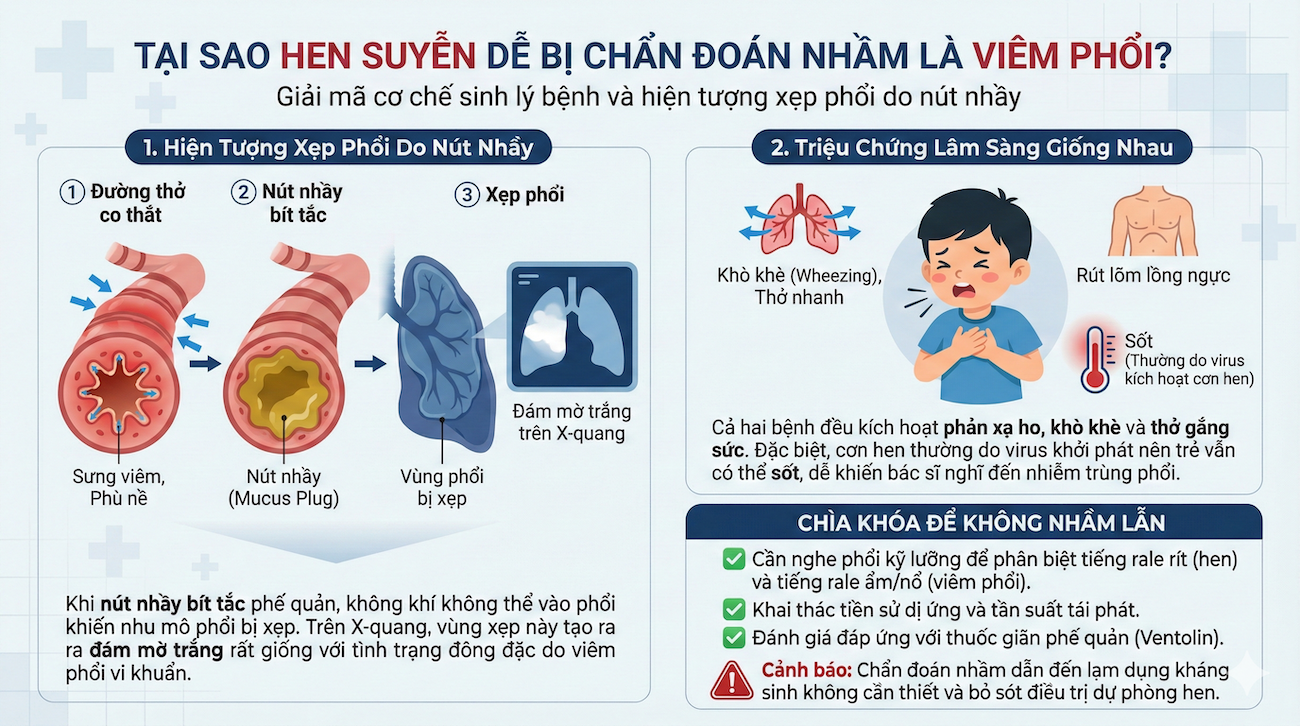 Cơ Chế Bệnh Sinh: Tại Sao Hen Suyễn Dễ Bị Chẩn Đoán Nhầm Là Viêm Phổi?