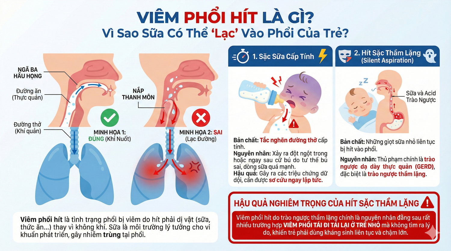 Viêm phổi hít do sữa ở trẻ em