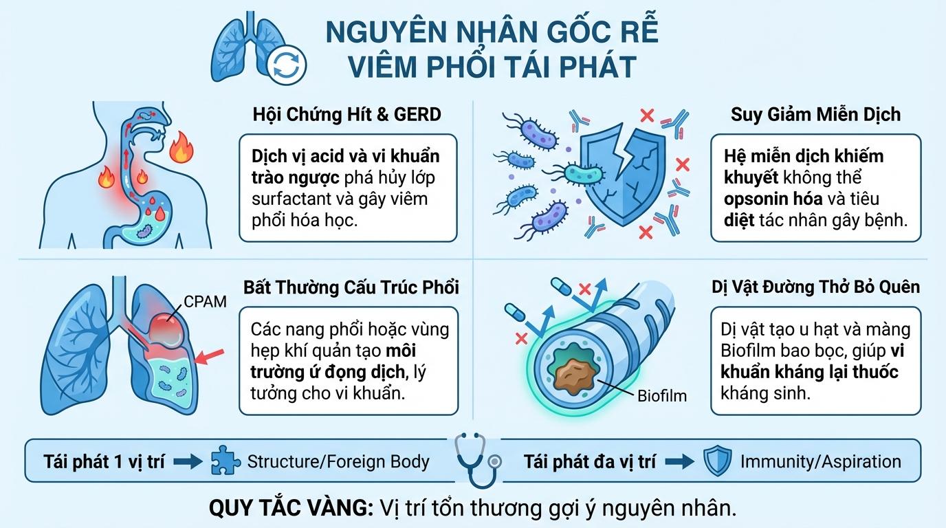 Cơ Chế Bệnh Sinh & Nguyên Nhân Gốc Rễ Của Viêm Phổi Tái Phát