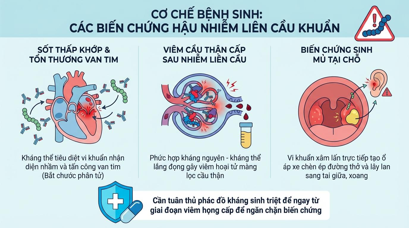 Cơ chế bệnh sinh của các biến chứng hậu nhiễm liên cầu